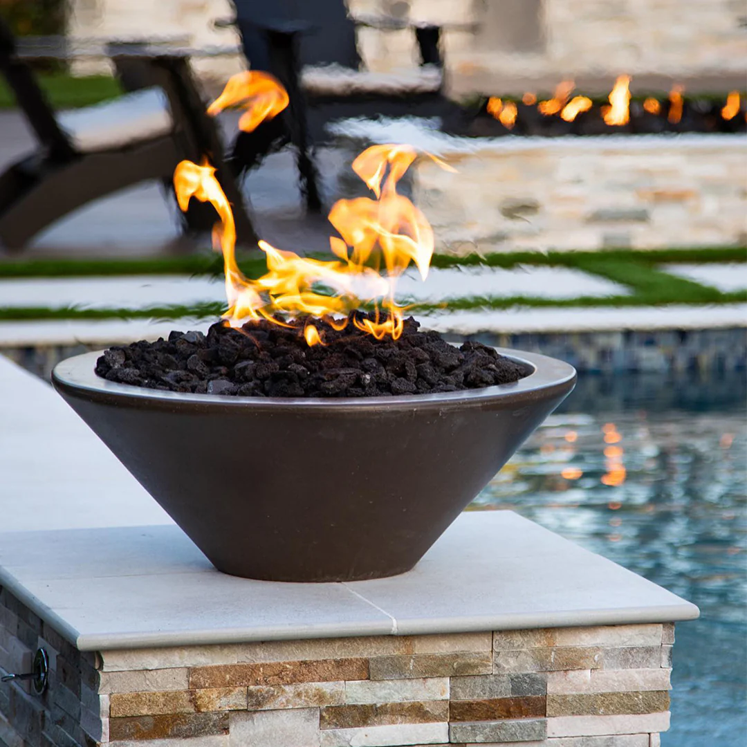 Cazo 24" Round Fire Bowl - GFRC Concrete - Fire Feature - Image 4