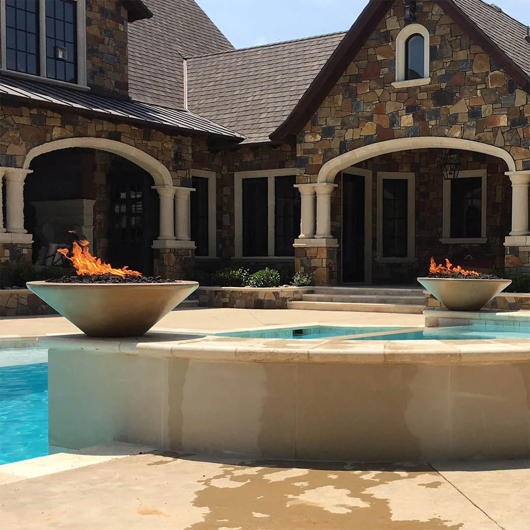 Cazo 24" Round Fire Bowl - GFRC Concrete - Fire Feature - Image 6