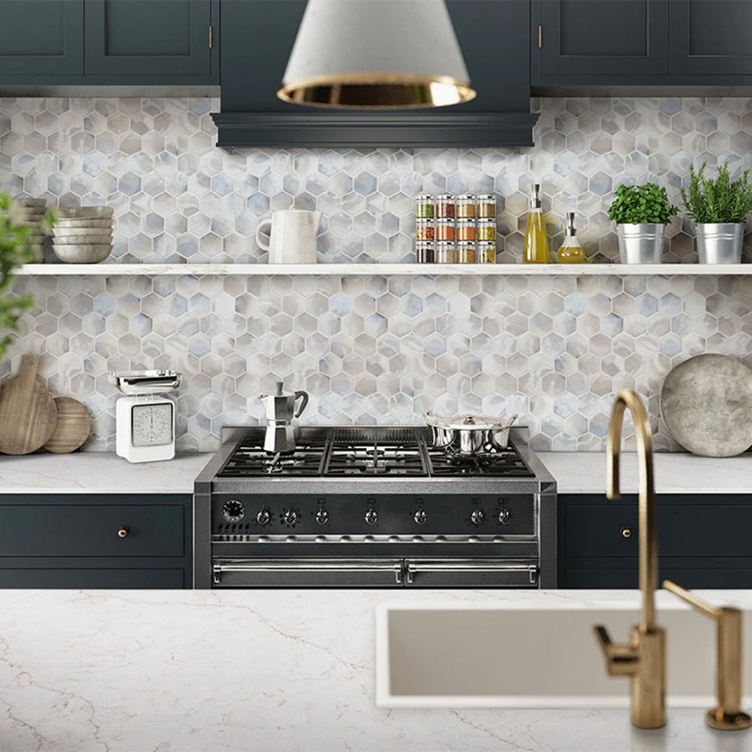Akoya Pearl, Hexagon - Glass Tile - Image 2