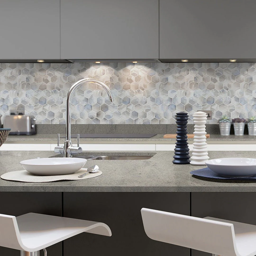 Akoya Pearl, Hexagon - Glass Tile - Image 3