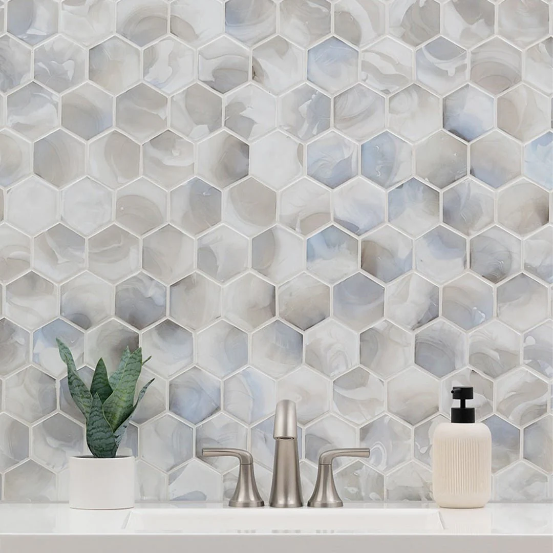 Akoya Pearl, Hexagon - Glass Tile - Image 4