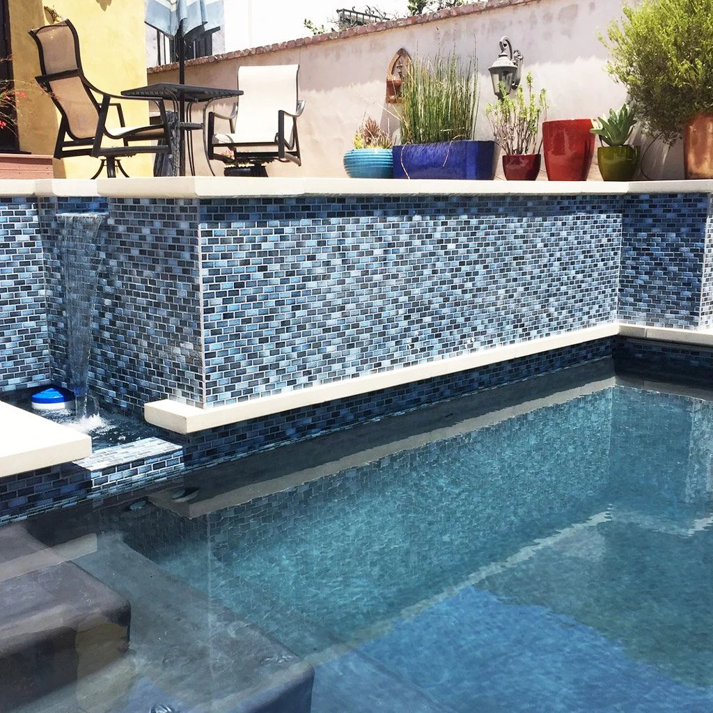 Aqua, 7/8" x 1-7/8" - Porcelain Pool Tile - Image 2