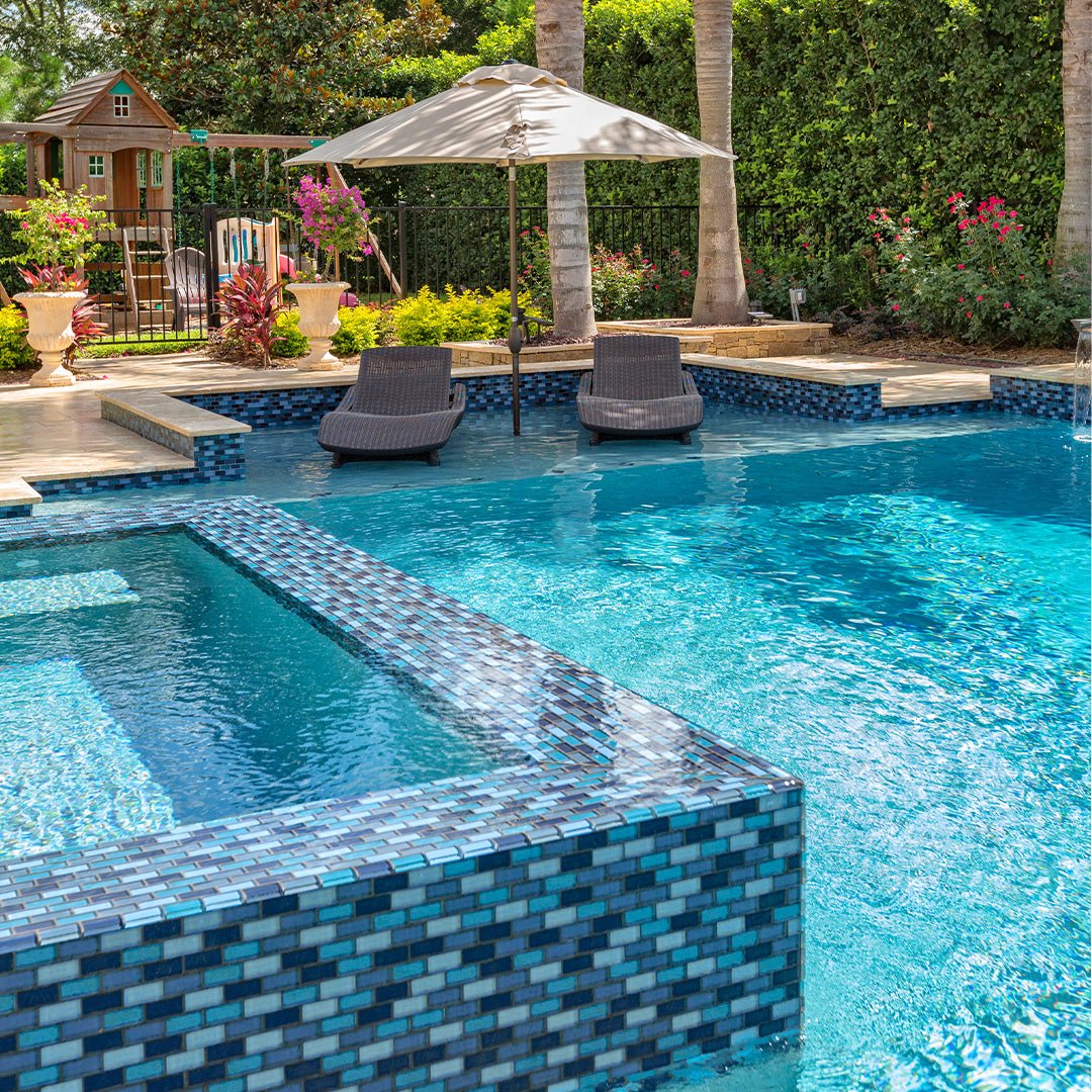 Aqua Blend, 1" x 2" - Glass Tile - Image 2