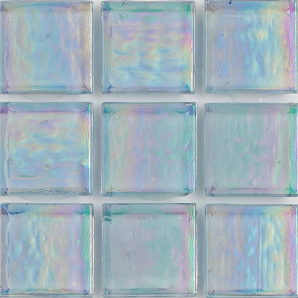 Aquamarine Iridescent, 1" x 1" - Glass Tile
