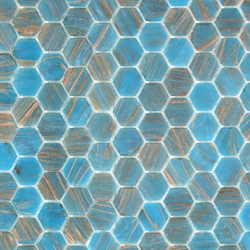 242H Argent Sky, Hexagon Mosaic - Glass Tile