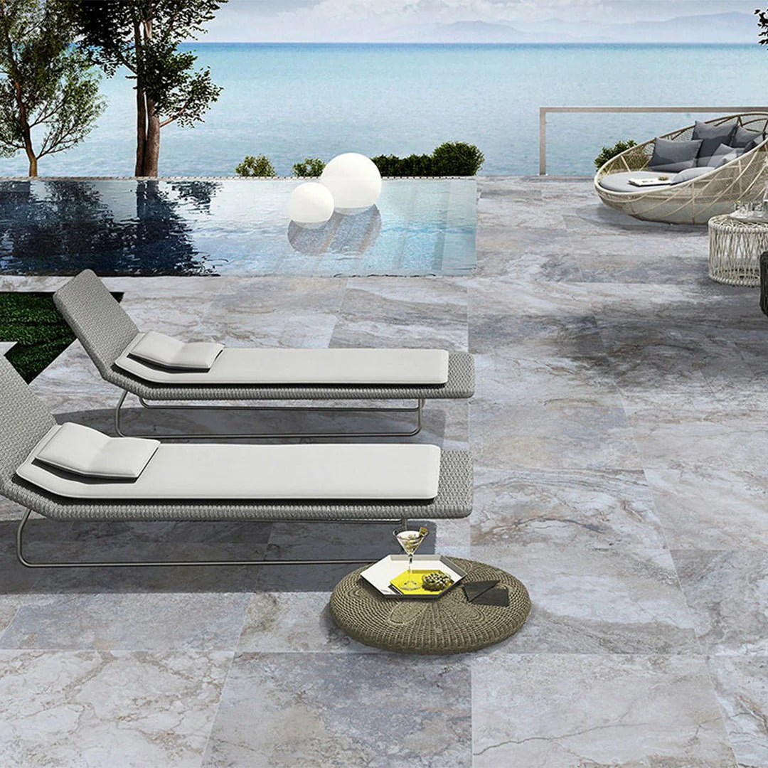 Argento Travertino, 24" x 24" - 2CM Outdoor Porcelain Paver - Image 4