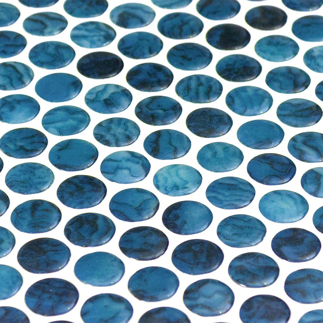 Arrecife Blue, Penny Round Mosaic - Glass Tile - Image 2