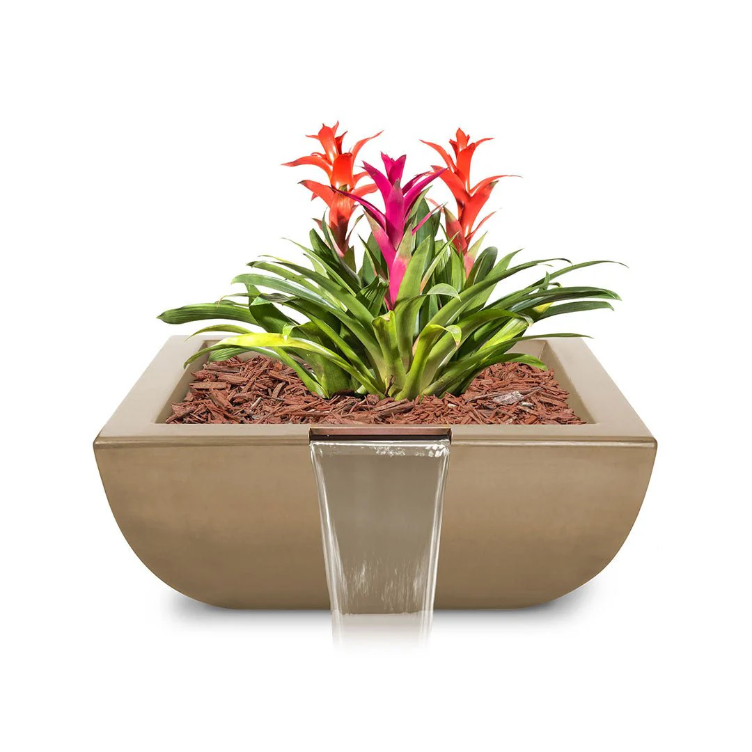 Avalon Square Planter & Water Bowl, GFRC Concrete - Water Feature - Image 3