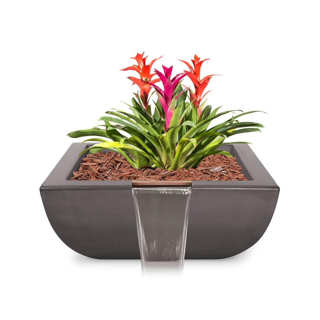 Avalon Square Planter & Water Bowl, GFRC Concrete - Water Feature - Image 4