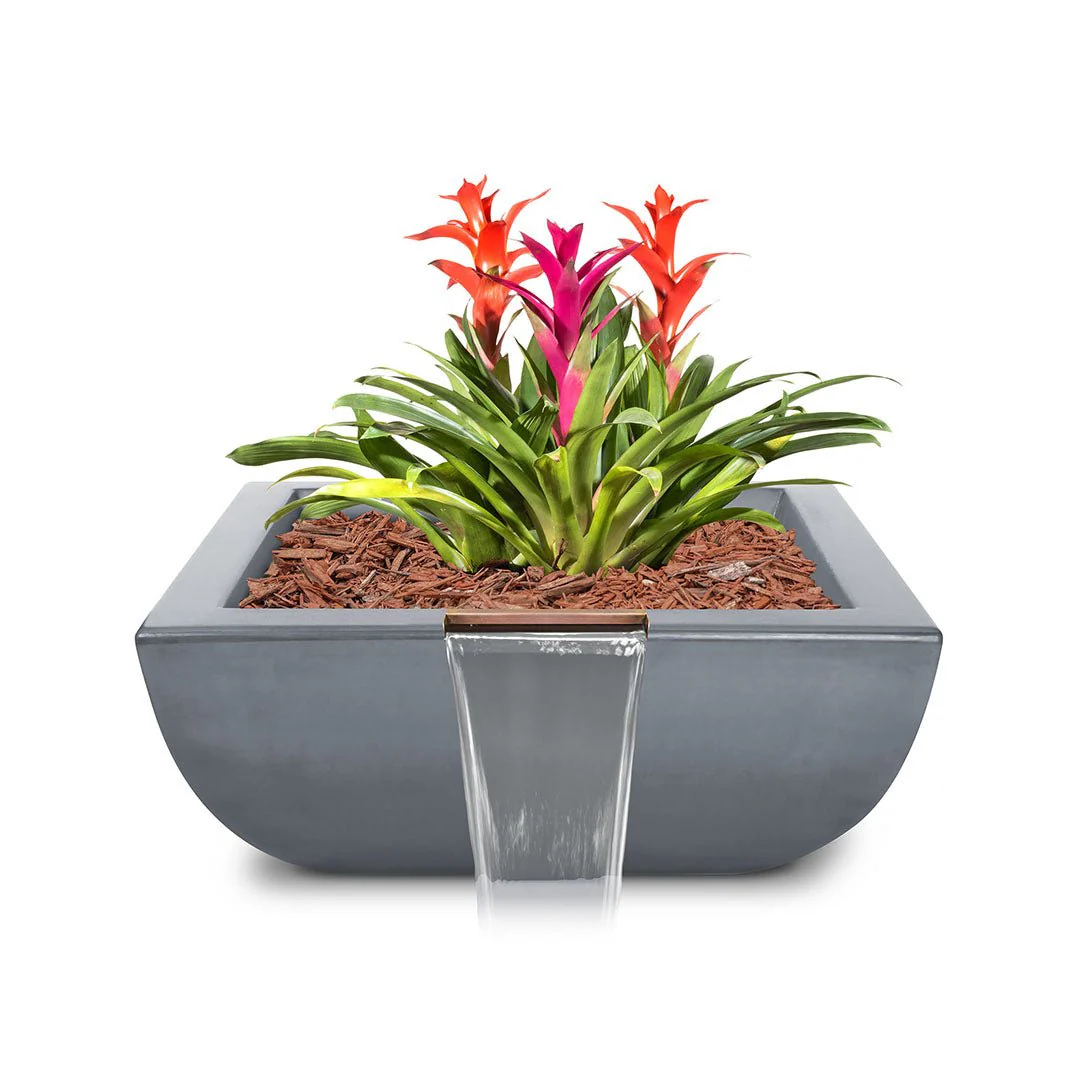 Avalon Square Planter & Water Bowl, GFRC Concrete - Water Feature - Image 6