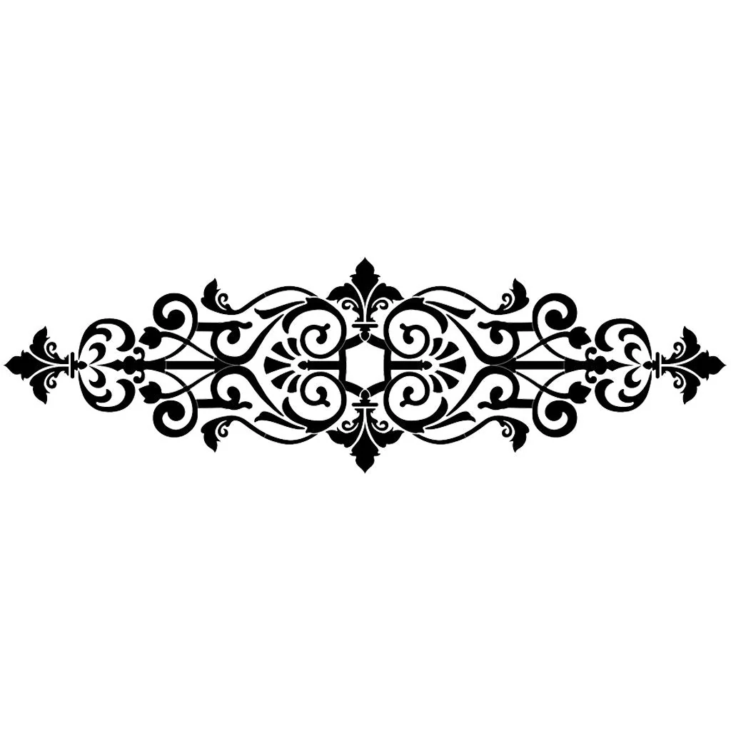 Baroque Center Scroll - Black - Pool Mosaic