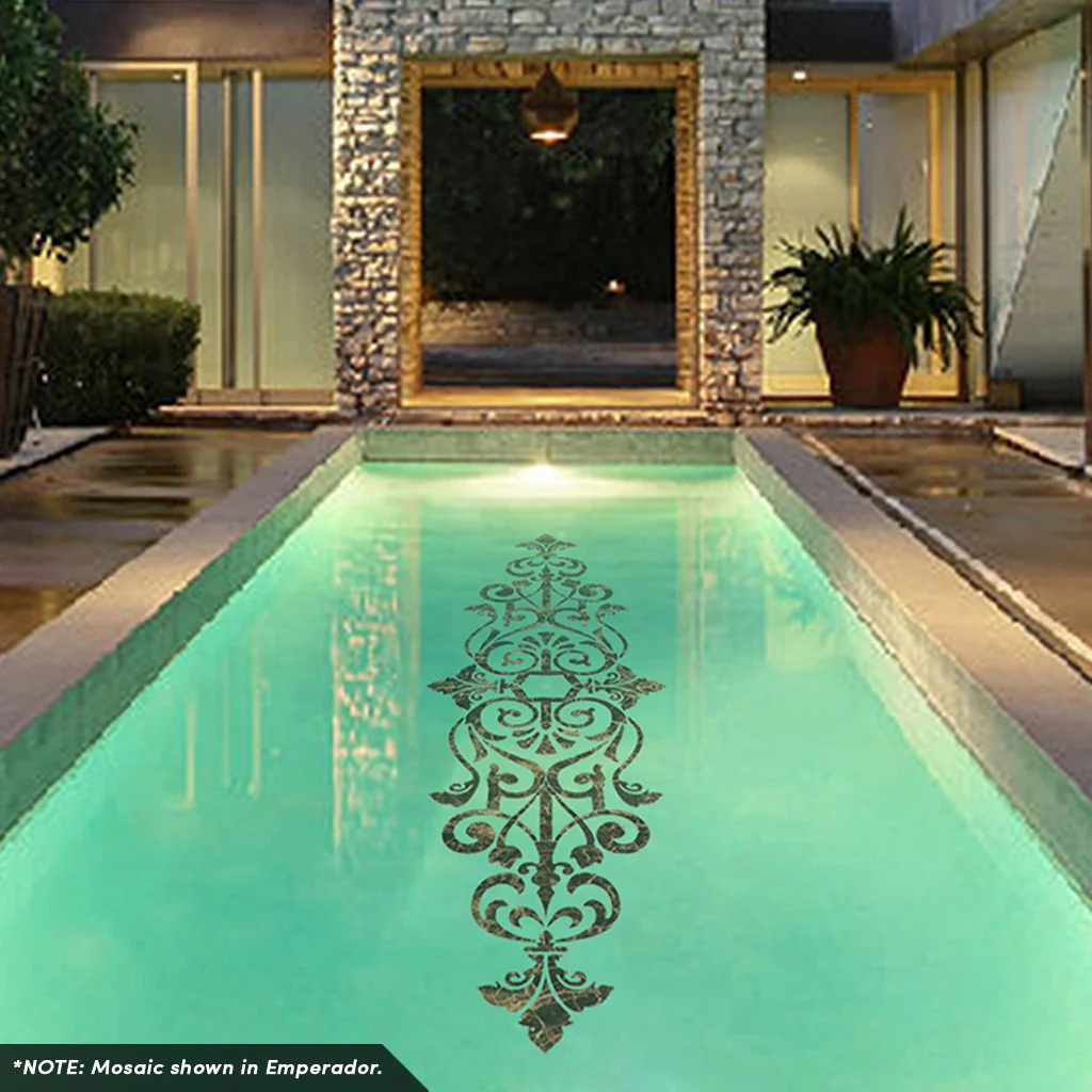 Baroque Center Scroll - Blue - Pool Mosaic - Image 2