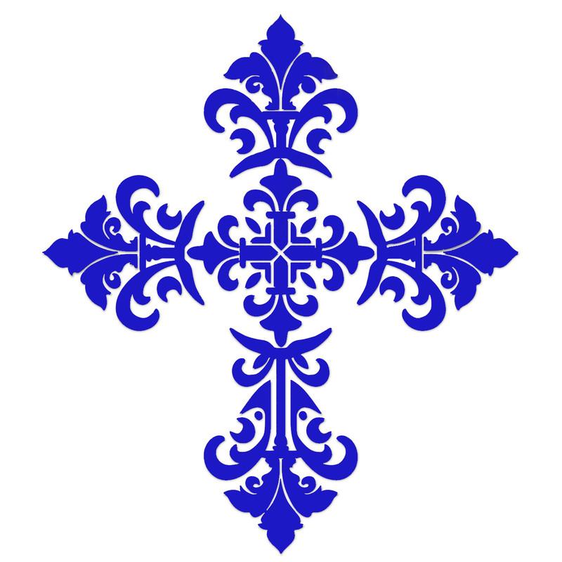 Baroque Cross - Blue - Pool Mosaic