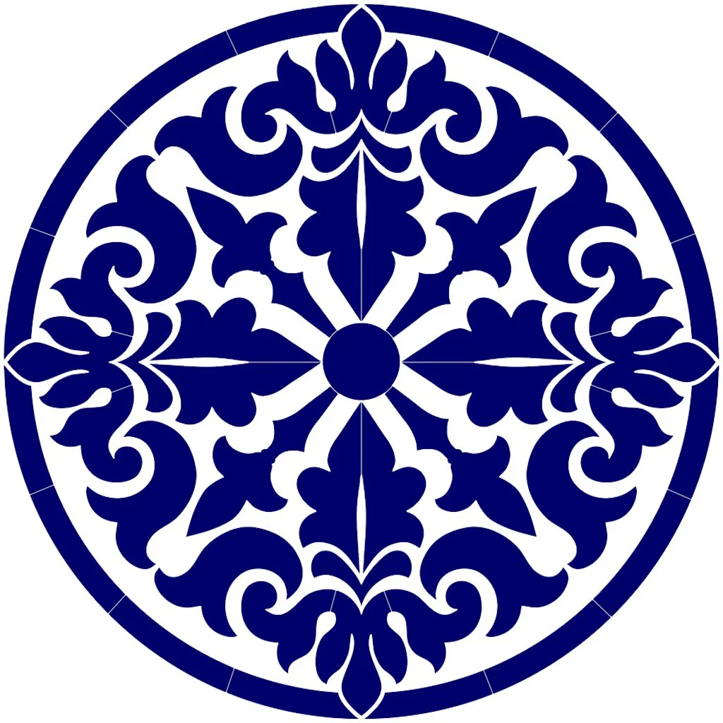 Baroque Medallion - Blue - Pool Mosaic