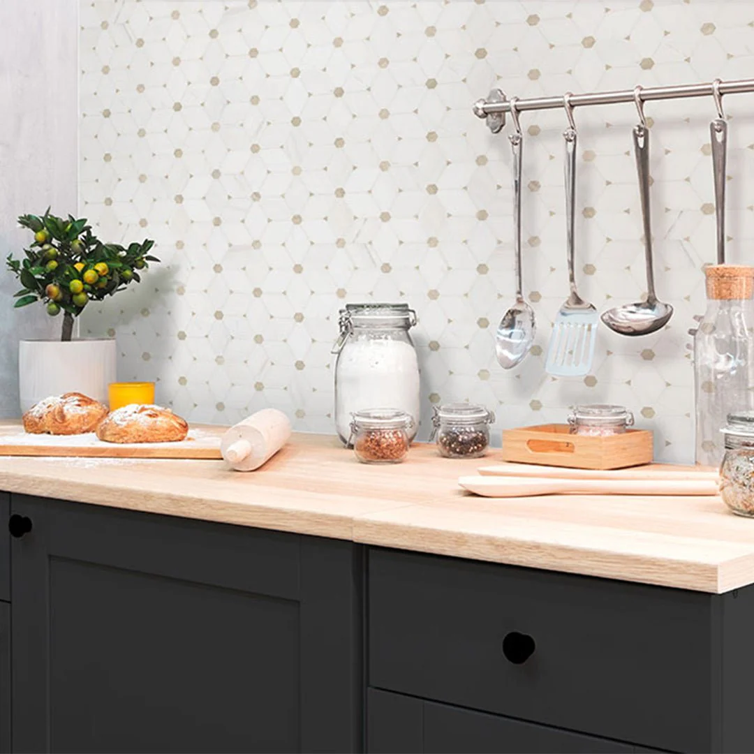 Bianco Dolomite Cecily Pattern - Stone Tile - Image 2
