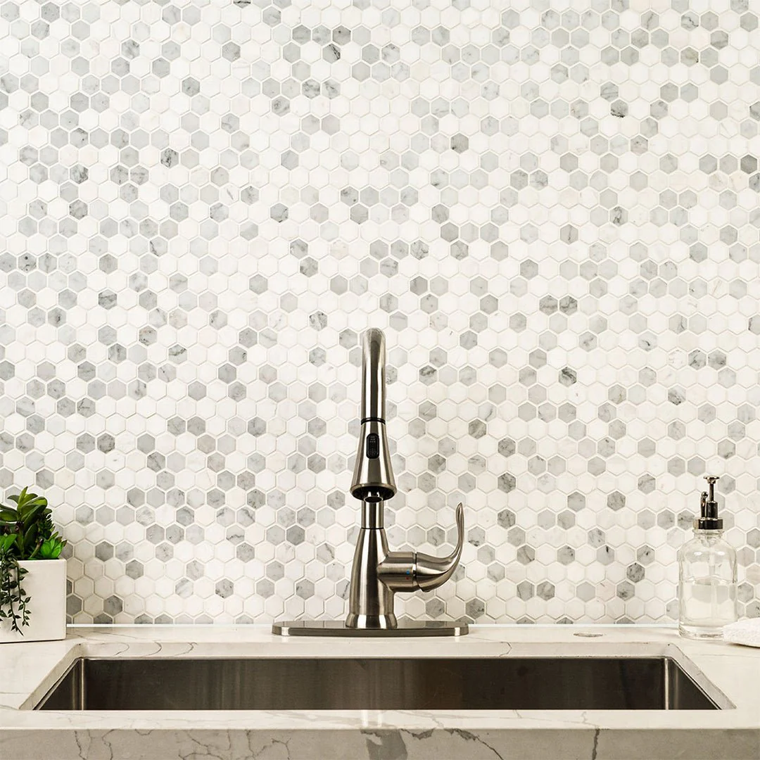 Bianco Dolomite Tibi, Hexagon Mosaic - Stone Tile - Image 6