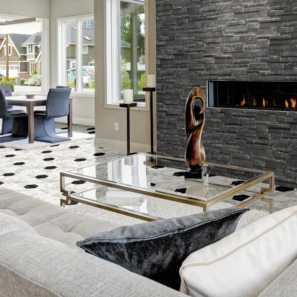 Black, 6.25" x 15.75" - Porcelain Ledgerstone Tile - Image 3