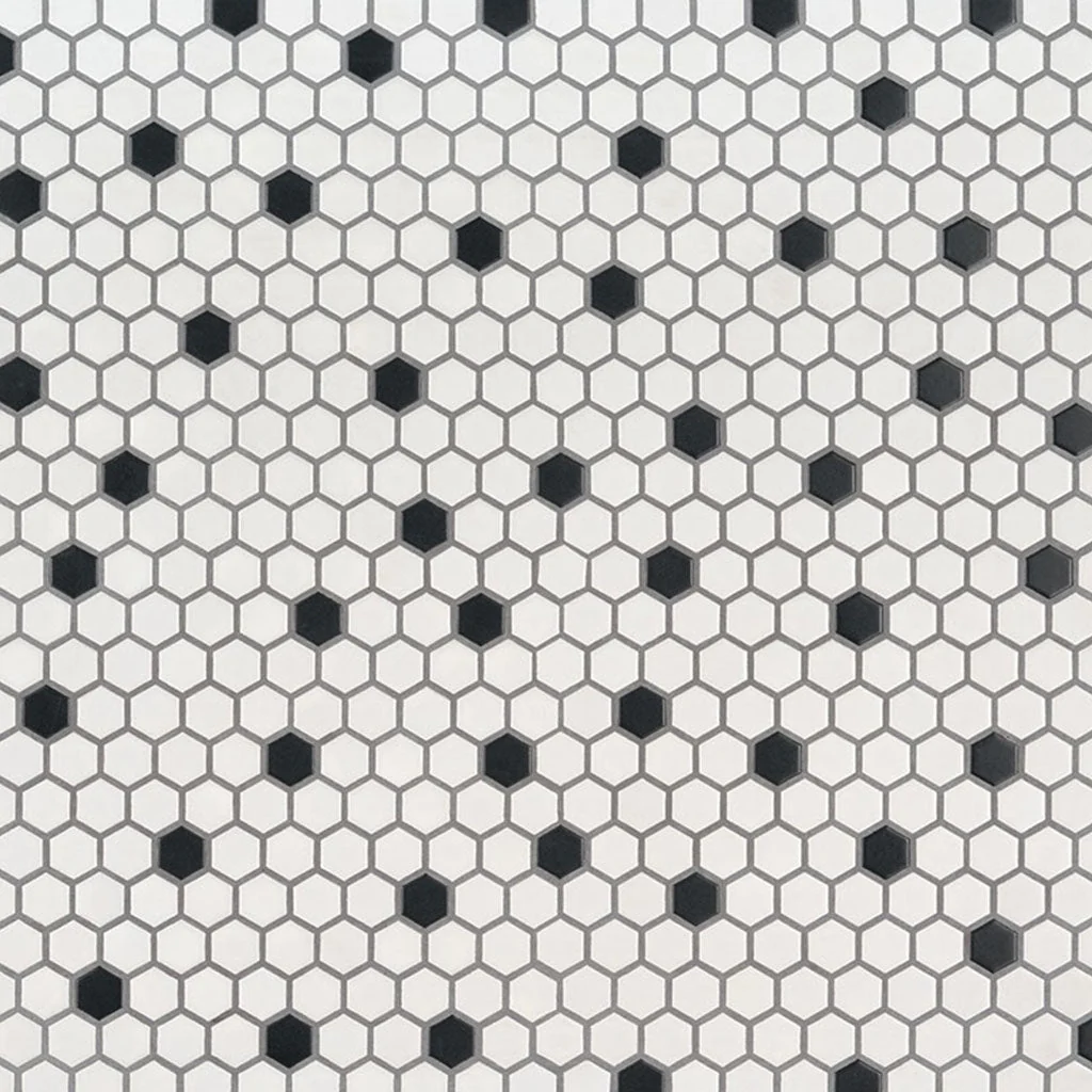 Black and White, Hexagon Mosaic - Porcelain Tile - Image 3