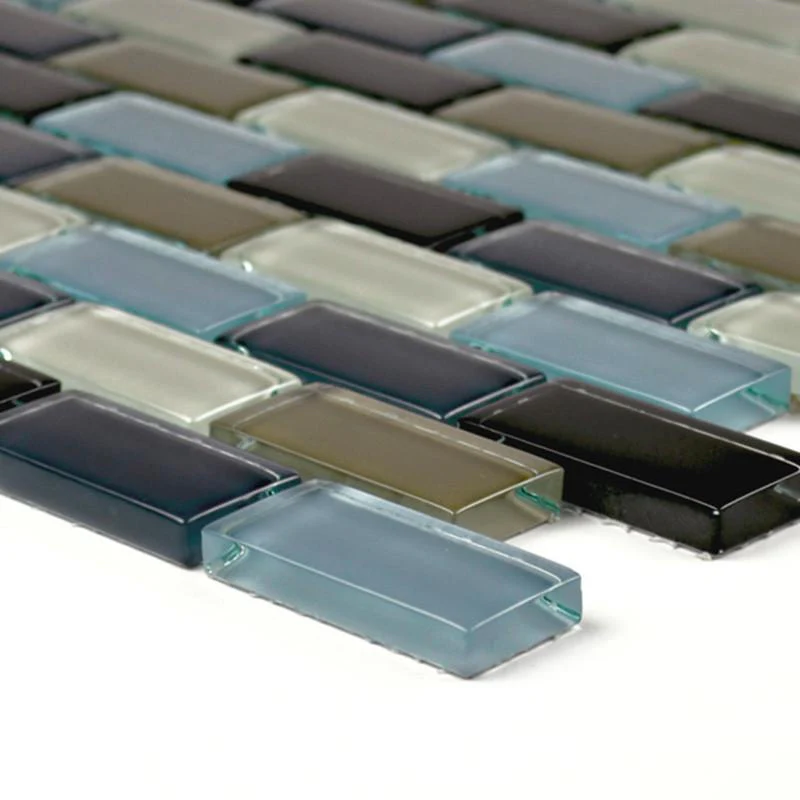 Black Charcoal Gray Taupe Blend, 1" x 2" - Glass Tile - Image 3