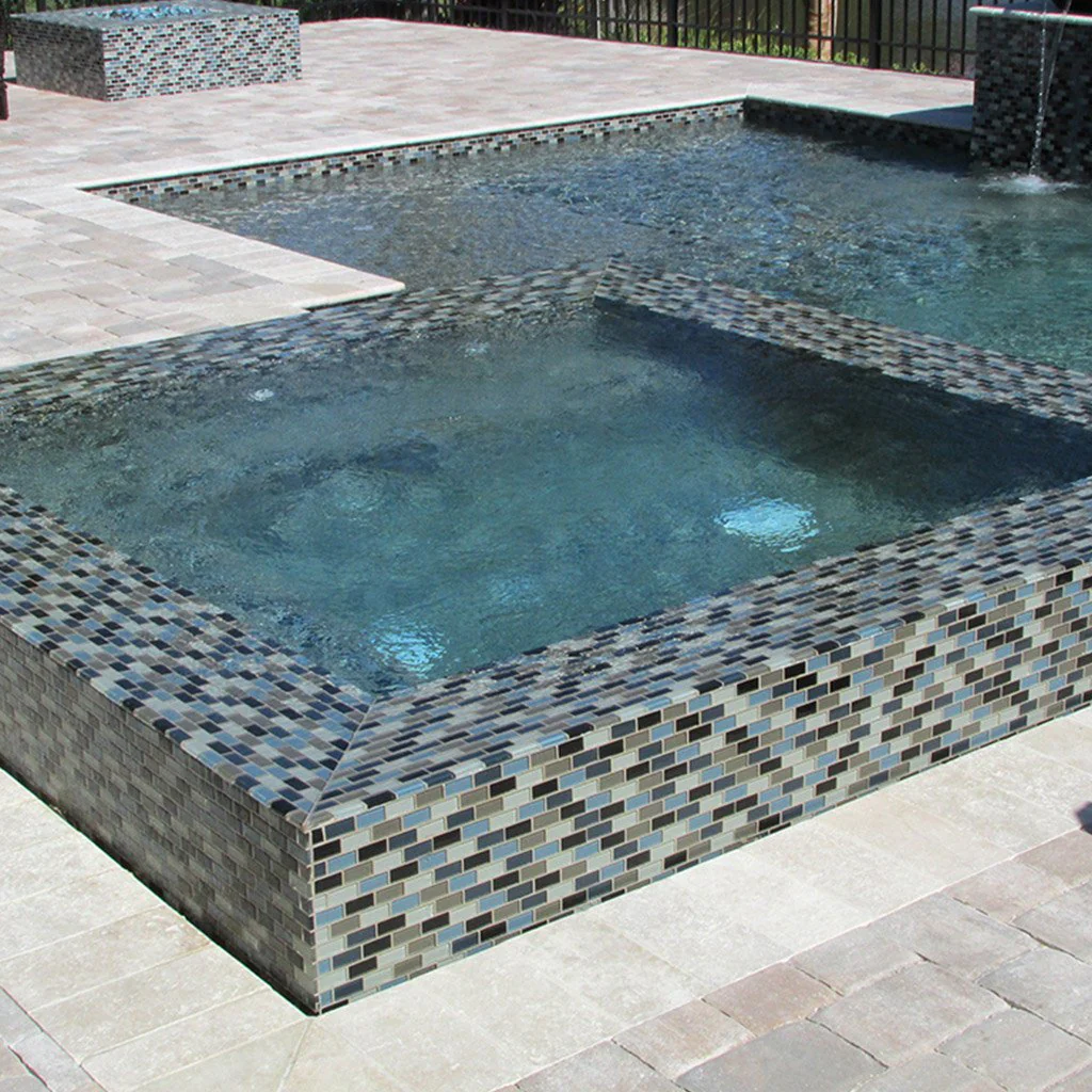 Black Charcoal Gray Taupe Blend, 1" x 2" - Glass Tile - Image 4