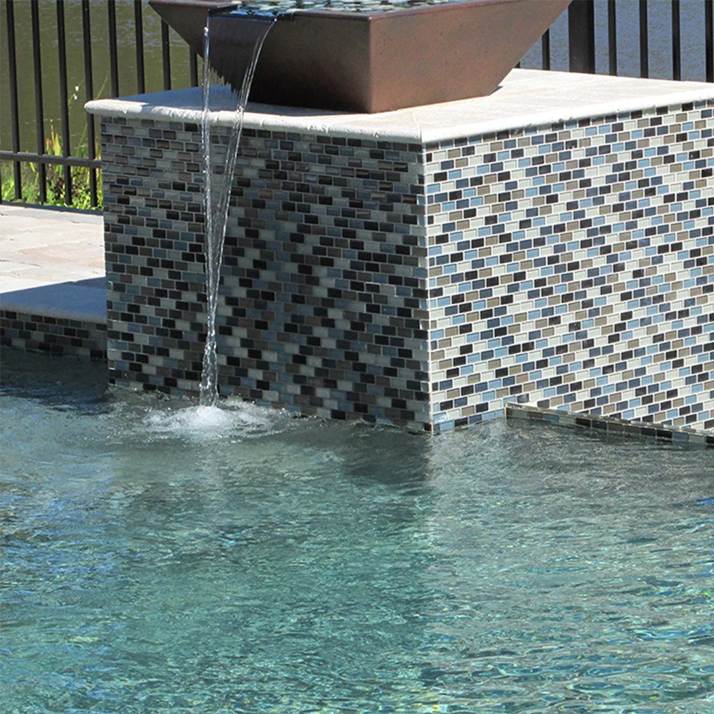 Black Charcoal Gray Taupe Blend, 1" x 2" - Glass Tile - Image 5