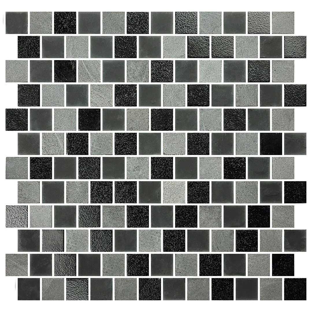 Black Gray Blend, 1" x 1" - Glass Tile