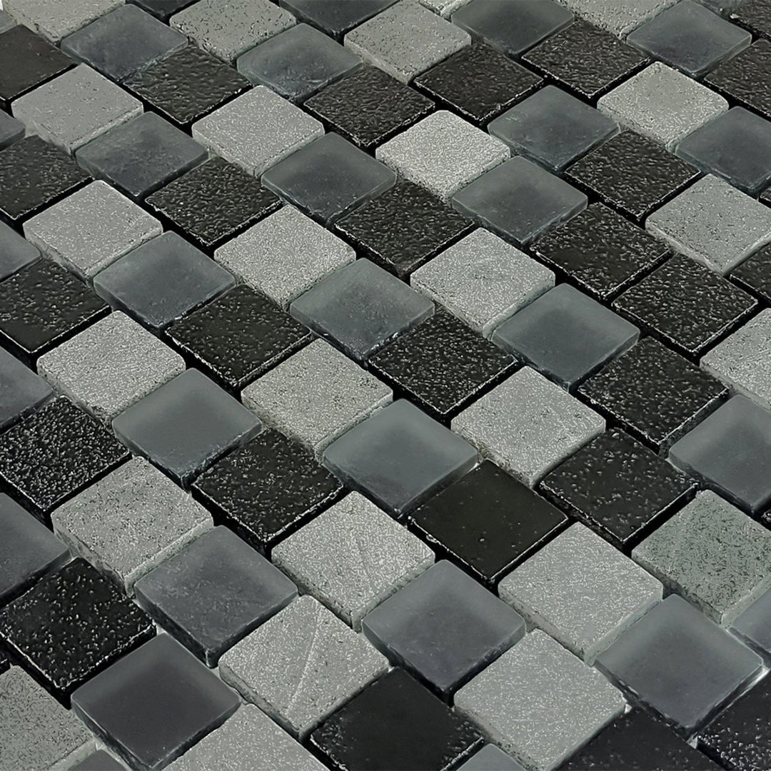 Black Gray Blend, 1" x 1" - Glass Tile - Image 2