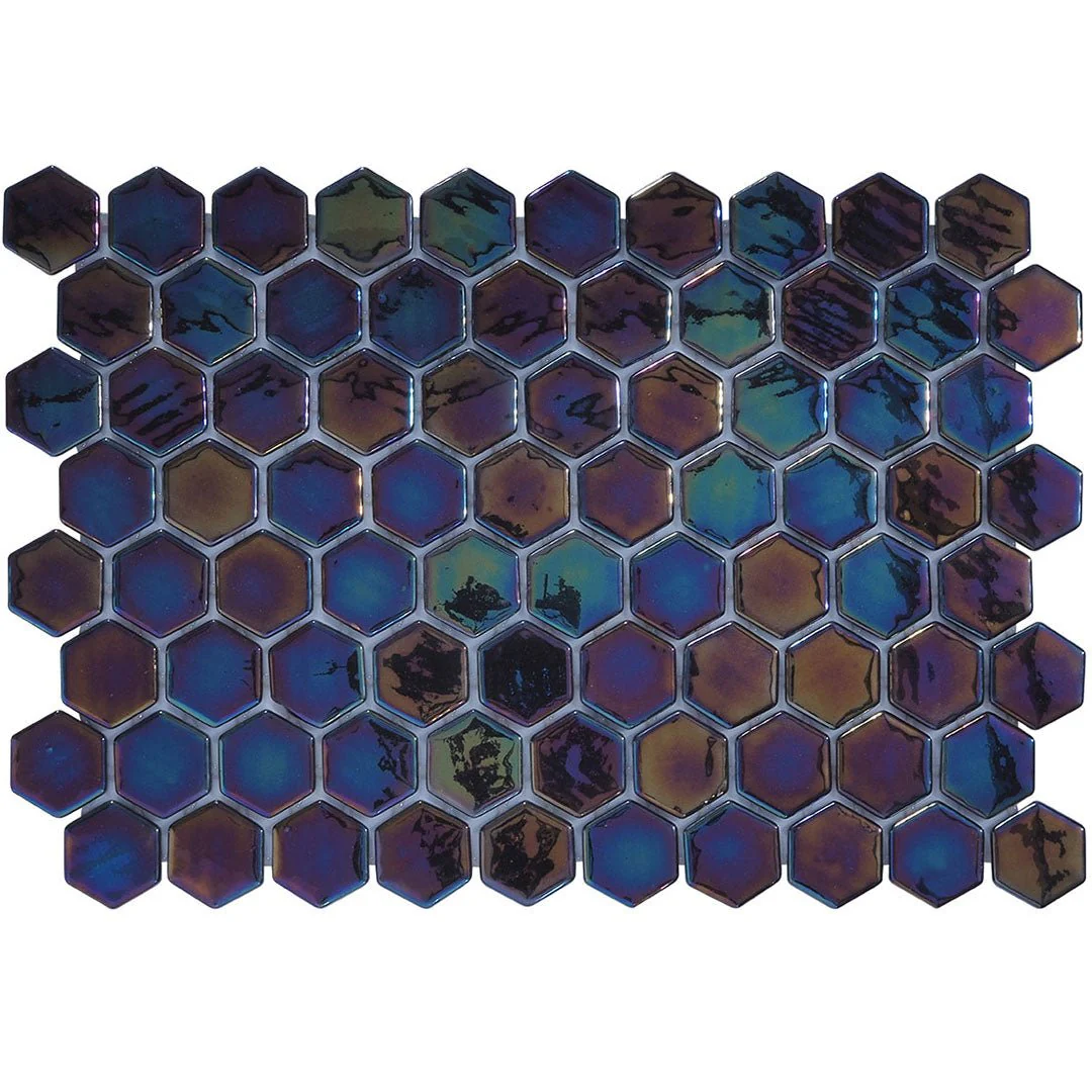 Black Pearl, Hexagon Mosaic - Glass Tile