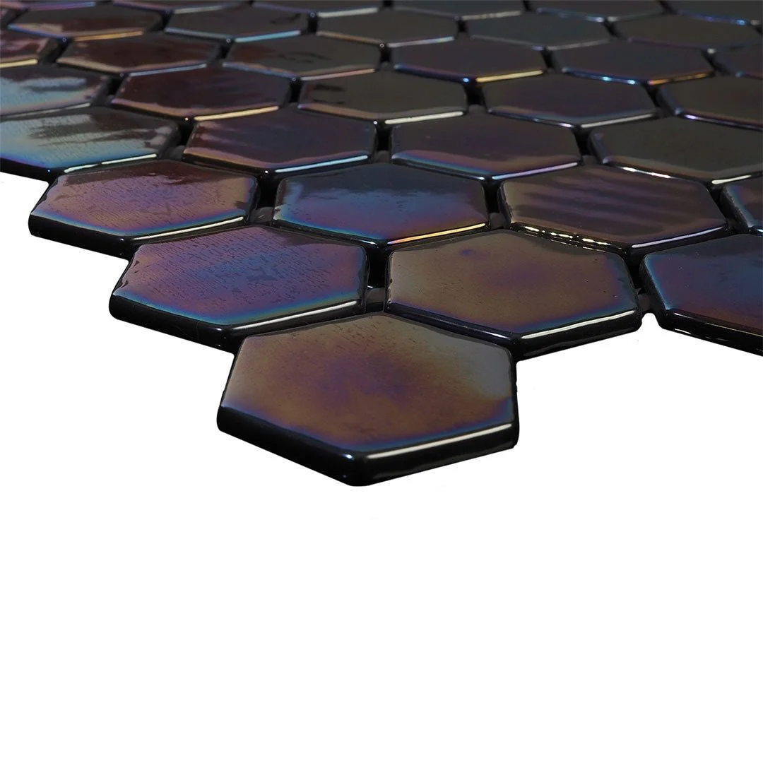 Black Pearl, Hexagon Mosaic - Glass Tile - Image 4