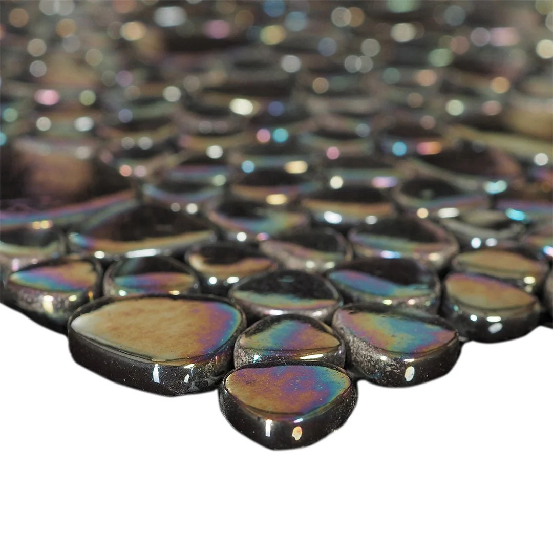 Black Pearl, Mixed Pebble - Glass Tile - Image 2
