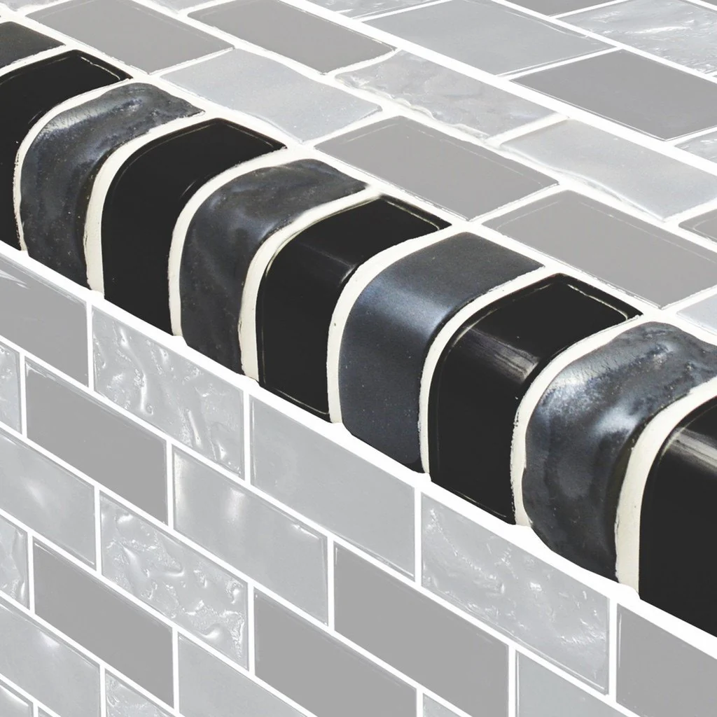 Black Blend, Trim - Glass Tile