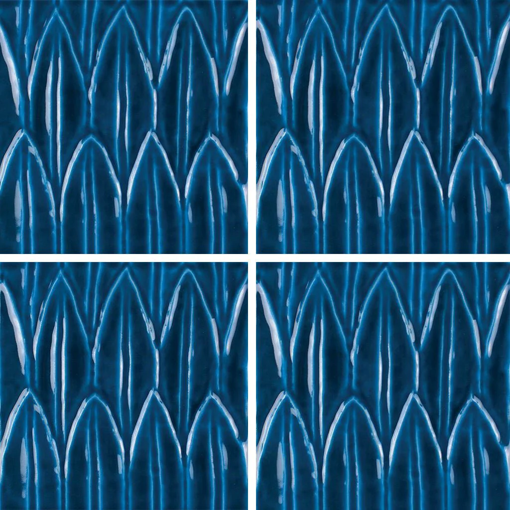 Blu Deco Foglia, 6" x 6" - Porcelain Pool Tile