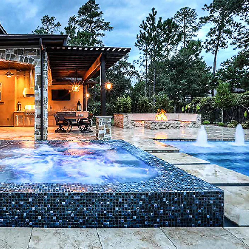 Blue Blend, 1-1/8" x 1-1/8" - Porcelain Pool Tile - Image 5