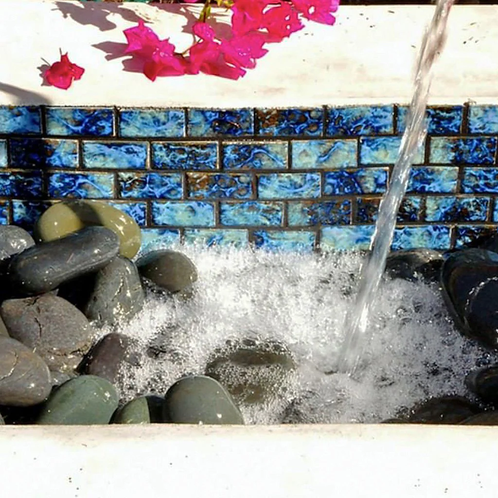 Blue Blend, 1-1/8" x 2-1/4" - Porcelain Pool Tile - Image 3