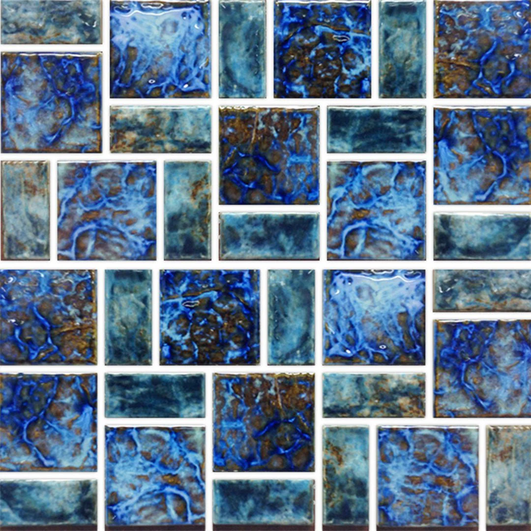 Blue Blend, Random Block - Porcelain Pool Tile
