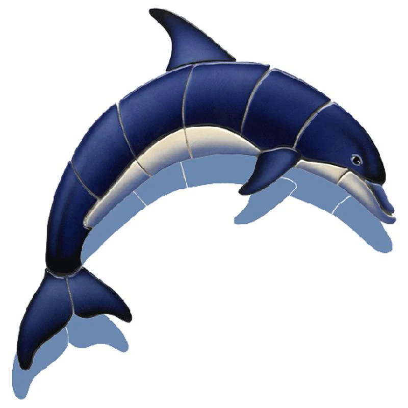 Blue Dolphin-A21" w/Shadow - Pool Mosaic