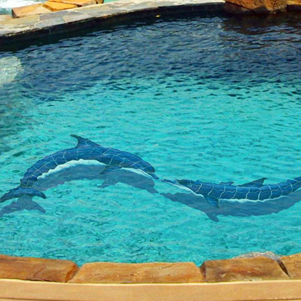 Blue Dolphin-B w/Shadow - Pool Mosaic - Image 3