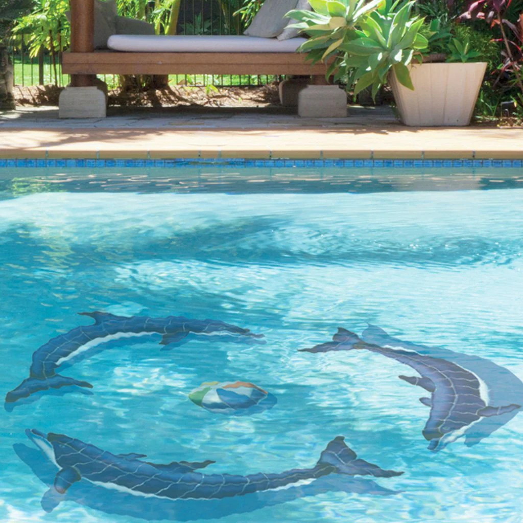 Blue Dolphin-B w/Shadow - Pool Mosaic - Image 4