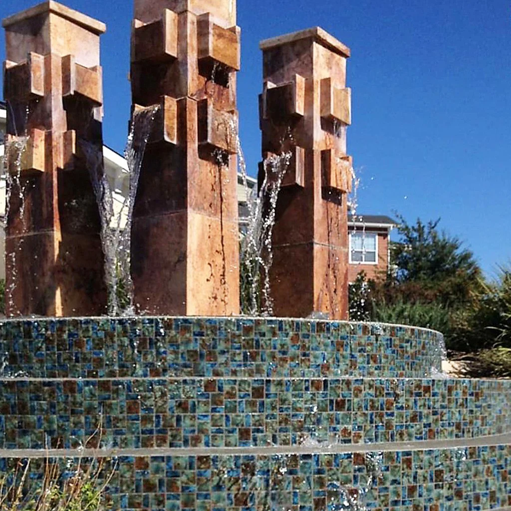 Blue-Red Mix, Random Block - Porcelain Pool Tile - Image 2