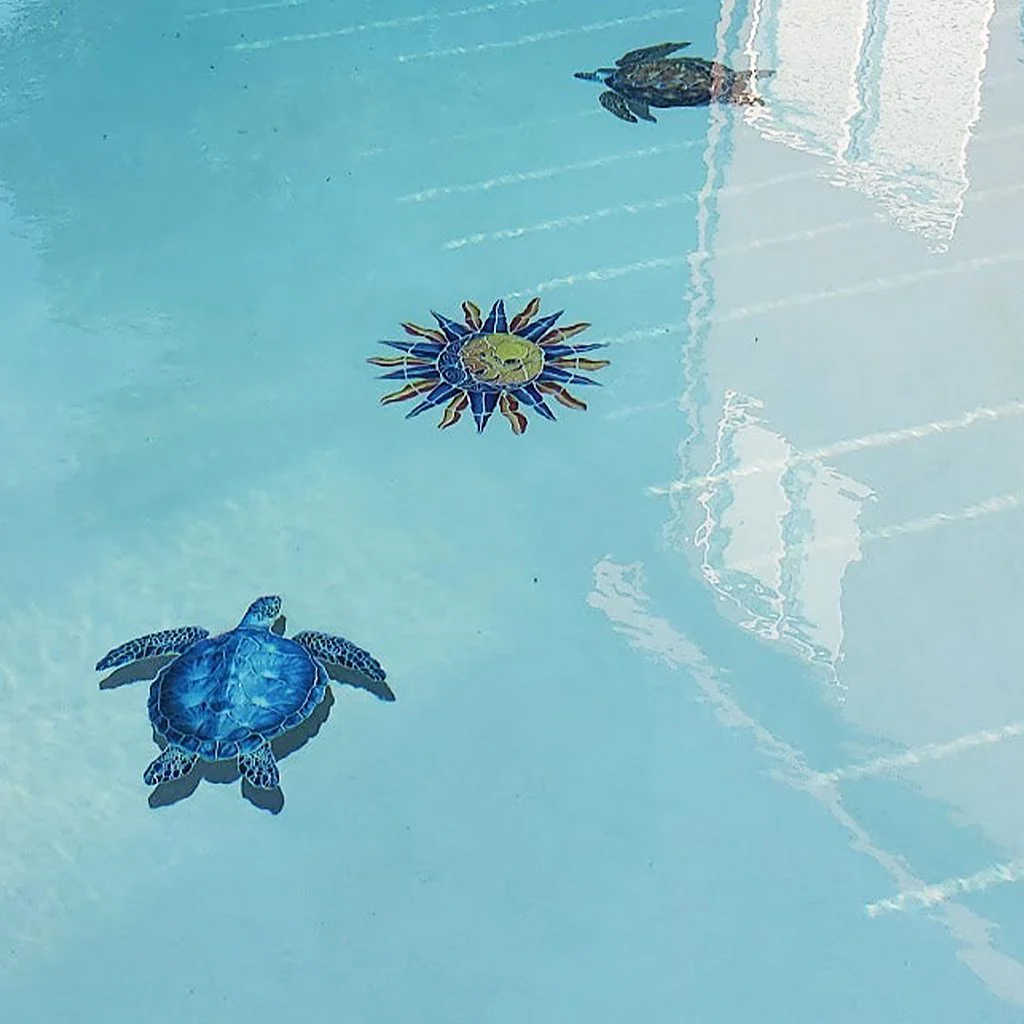 Blue Sea Turtle w/Shadow - Pool Mosaic - Image 5