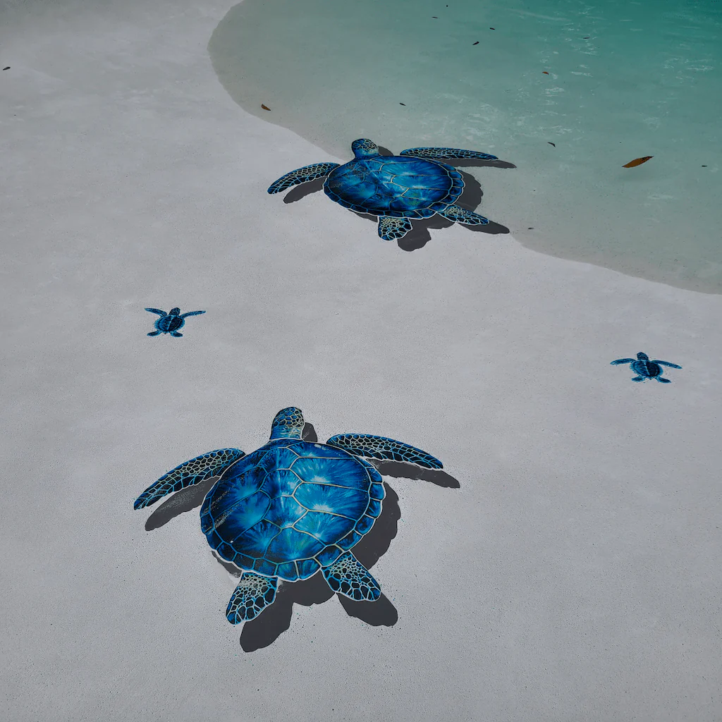 Blue Sea Turtle w/Shadow - Pool Mosaic - Image 6