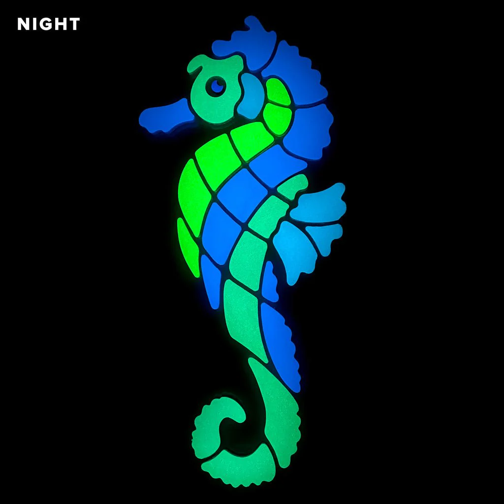 Blue Seahorse, Left - Glow in the Dark Pool Mosaic - Image 2