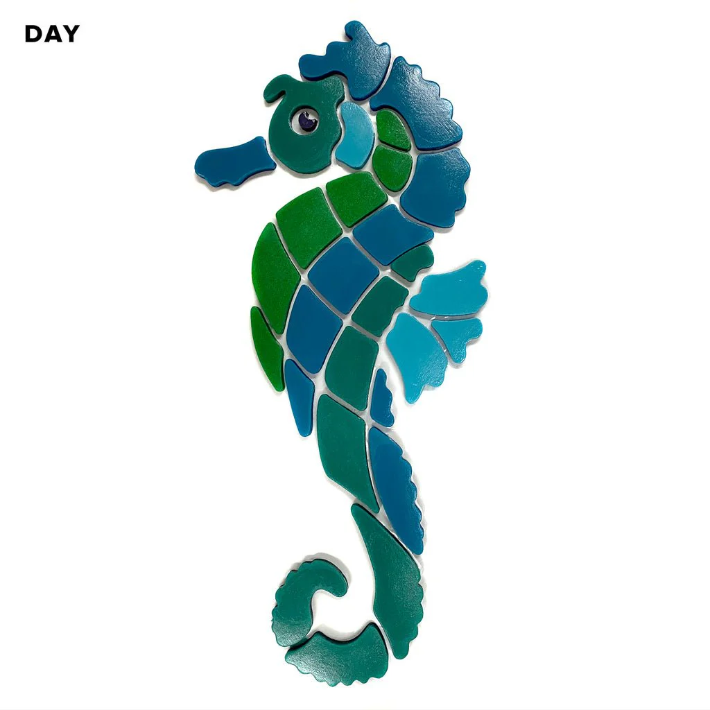 Blue Seahorse, Left - Glow in the Dark Pool Mosaic - Image 3