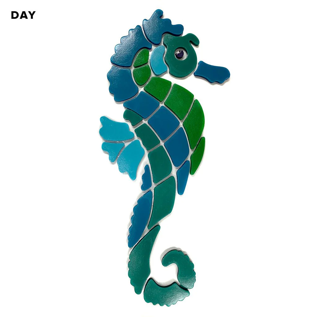 Blue Seahorse, Right - Glow in the Dark Pool Mosaic - Image 3