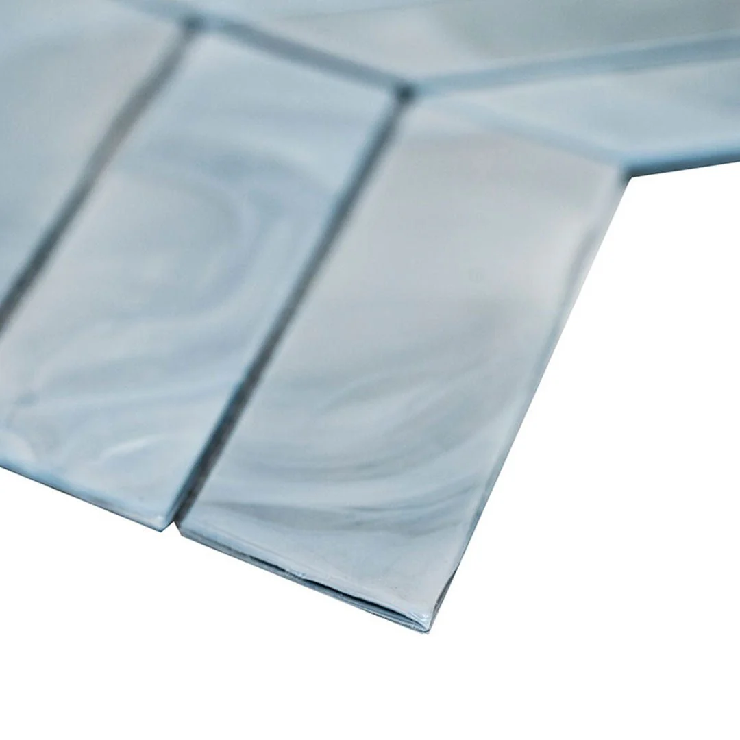 Blue Shimmer Chevron - Glass Tile - Image 4