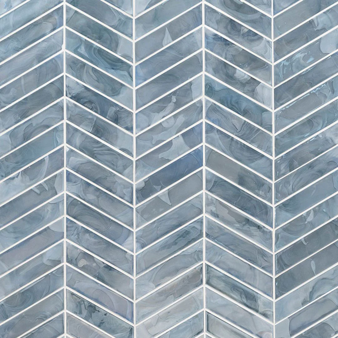 Blue Shimmer Chevron - Glass Tile - Image 5