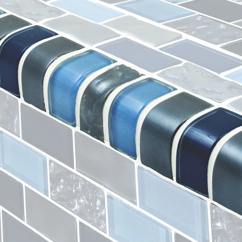 Blue Blend, Trim - Glass Tile