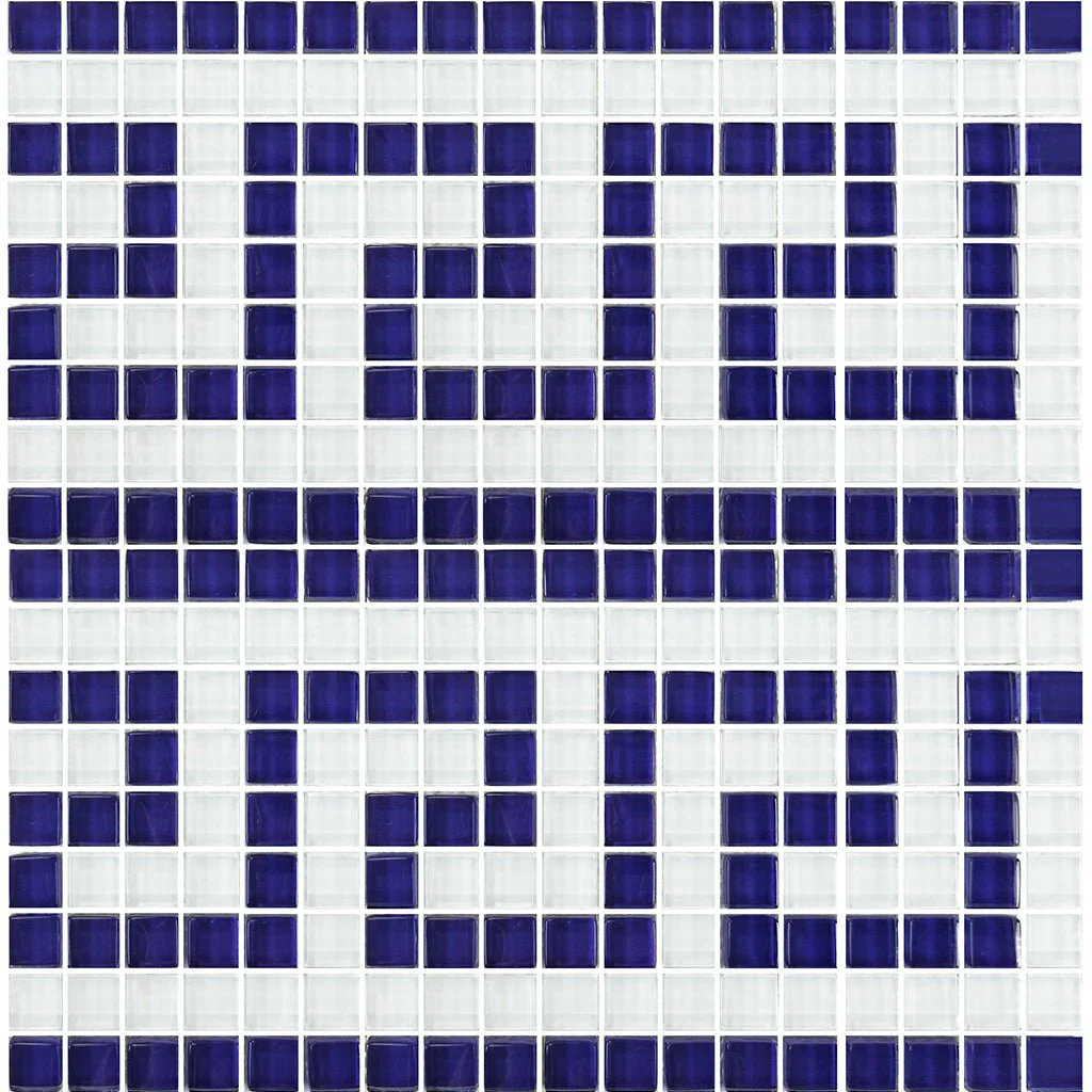 Blue White, 5/8" x 5/8" - Glass Tile