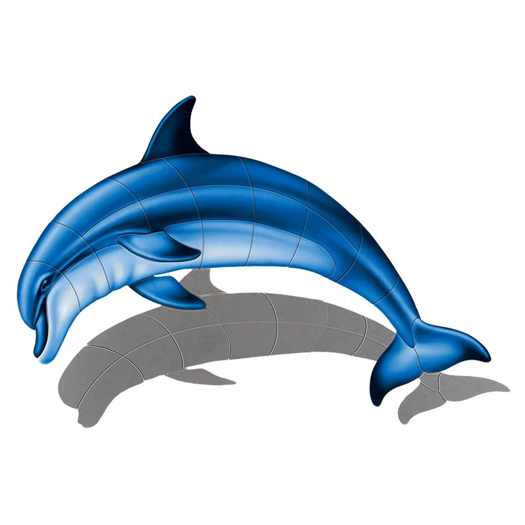 Bottlenose Dolphin-A w/Shadow - Pool Mosaic