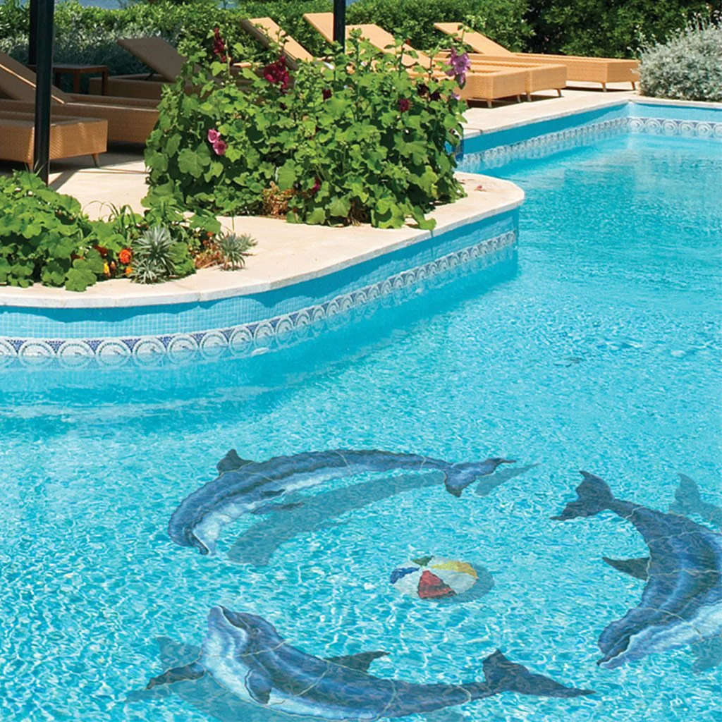 Bottlenose Dolphin-A w/Shadow - Pool Mosaic - Image 3